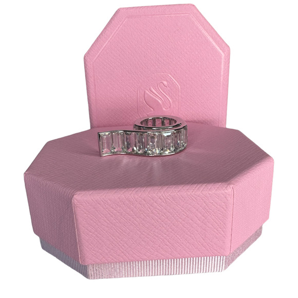 Swarovski Matrix ring Baguette cut White Rhodium plated EUR 52 / USA 6